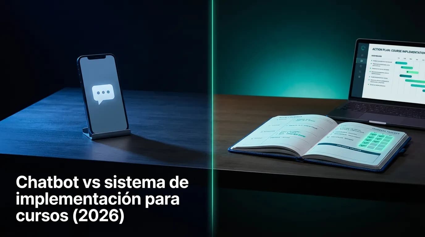 Chatbot vs sistema de implementación para cursos (2026)